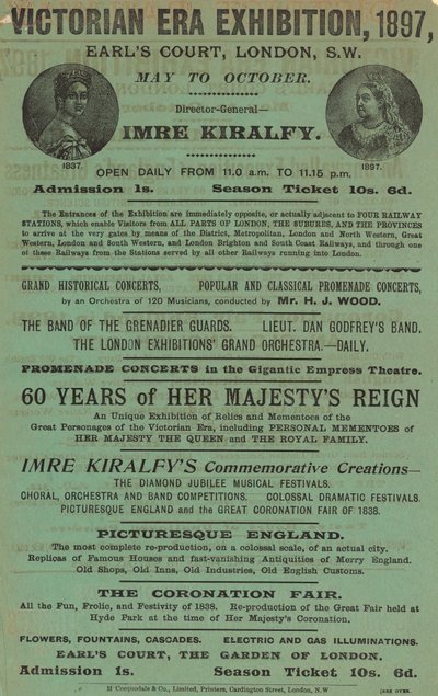 Anuncio de la Exposición de la Era Victoriana, 1897, en Earls Court de English School