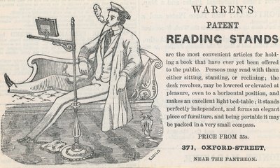 Anuncio de los soportes de lectura patentados de Warren de English School