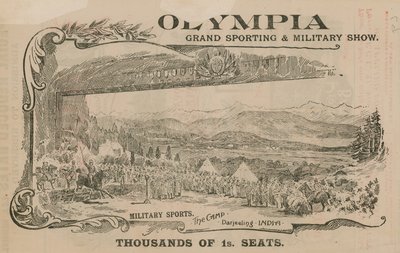Anuncio de un Gran Espectáculo Deportivo y Militar en Olympia, Londres de English School
