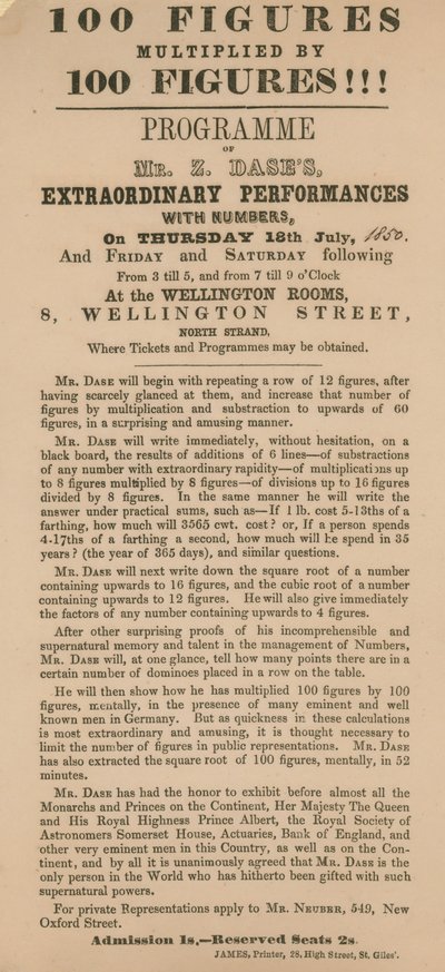 Anuncio para una aparición de Mr Zacharias Dase de English School