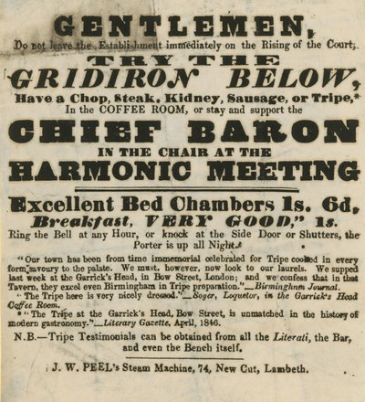 Anuncio para la Cabeza de Garrick, Bow Street de English School
