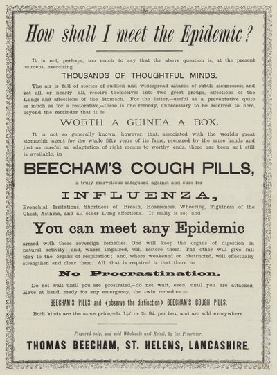 Anuncio, Pastillas para la tos de Beecham de English School