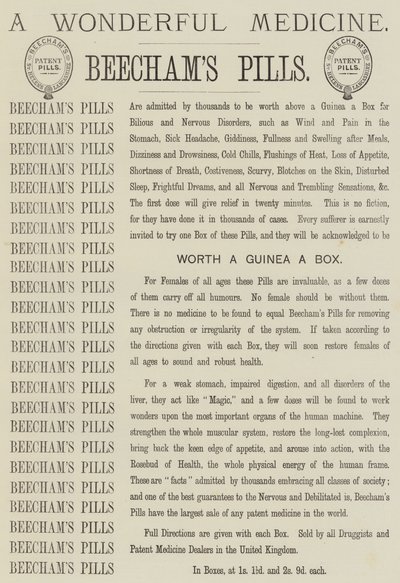 Anuncio, Pastillas de Beecham (grabado) de English School