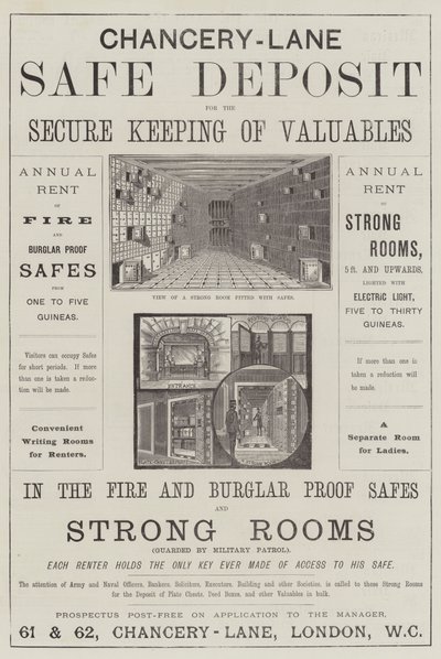 Anuncio, Chancery-Lane Safe Deposit de English School