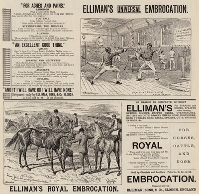 Anuncio, Embrocación de Elliman (grabado) de English School