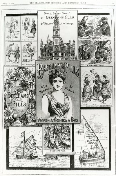 Anuncio de Beechams Pills, el capullo de la salud, 1890 de English School