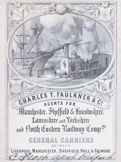 Anuncio de Charles T Faulkner and Company, agentes de compañías ferroviarias de English School