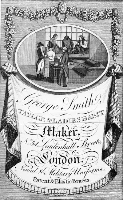 Anuncio para George Smith, sastre y fabricante de hábitos para damas de English School