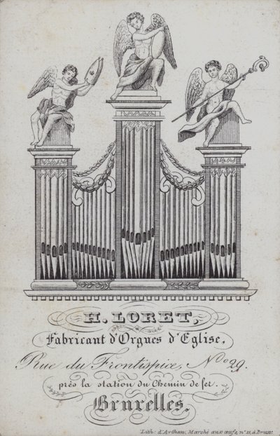 Anuncio de H Loret, fabricante de órganos de iglesia, Bruselas, Bélgica de English School