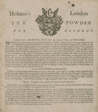 Anuncio de Holmans London Ink Powder for Records de English School