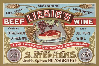 Anuncio de vino de carne de Liebig de English School