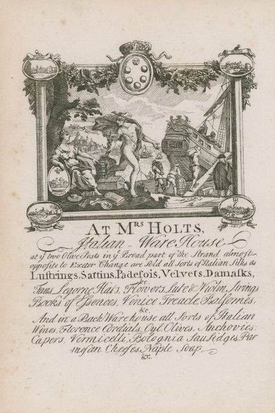 Anuncio del almacén italiano de Mrs Holts de English School