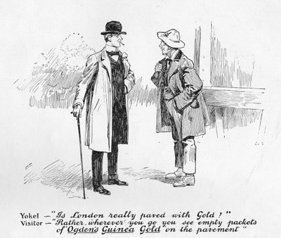 Anuncio de los cigarrillos Ogdens Guinea Gold, de The Graphic, 19 de julio de 1902 de English School
