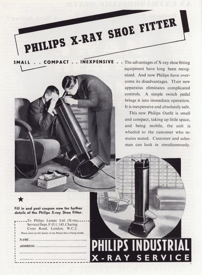 Anuncio del Ajustador de Zapatos Philips X-Ray, años 1930 de English School