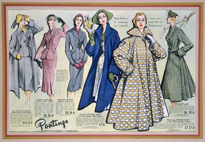 Anuncio para la Colección de Primavera de Pontings, 1950s de English School