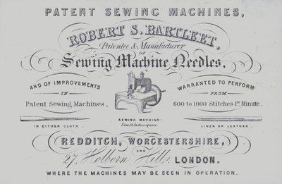 Anuncio de máquinas de coser Robert S Bartleet de English School