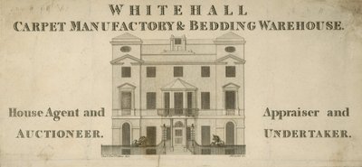 Anuncio de la Fábrica de Alfombras y Almacén de Ropa de Cama de Whitehall de English School