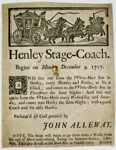 Anuncio para el coche de etapa de Henley de English School