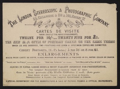 Anuncio de la London Stereoscopic and Photographic Company de English School
