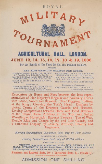 Anuncio del Royal Military Tournament de English School