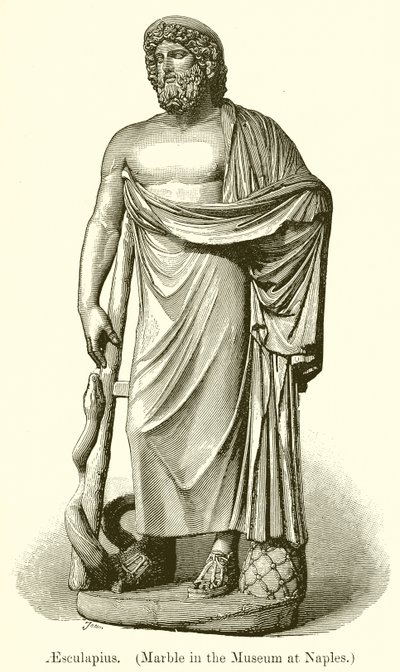 Esculapio (Mármol del Museo de Nápoles) (grabado) de English School