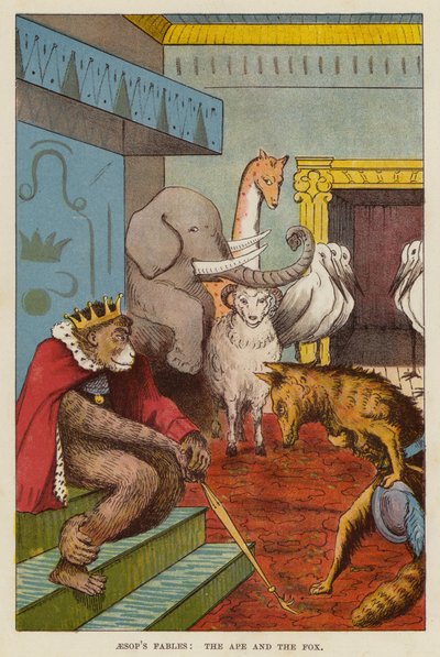 Fábulas de Esopo: El mono y el zorro (chromolitho) de English School