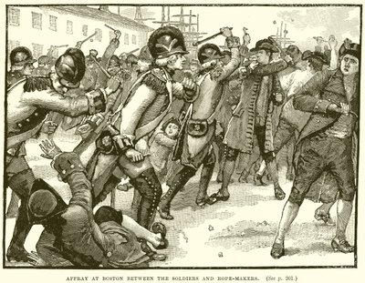Altercado en Boston entre soldados y fabricantes de cuerdas de English School