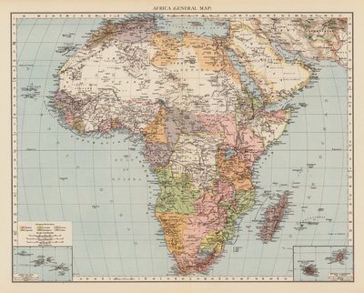 África, Mapa general (litografía en color) de English School