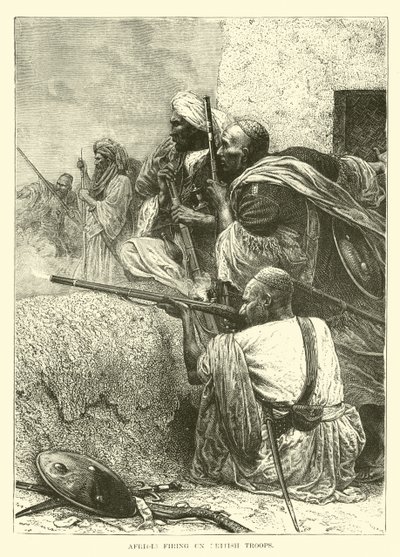 Afridis disparando a las tropas británicas de English School