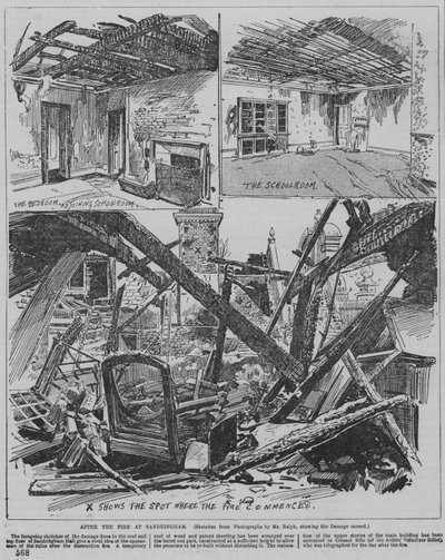 Secuelas del incendio en Sandringham, Norfolk de English School
