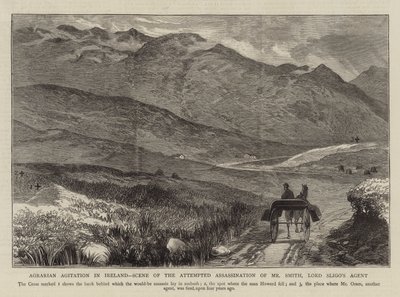 Agitación agraria en Irlanda, escena del intento de asesinato del Sr. Smith, agente de Lord Sligo de English School