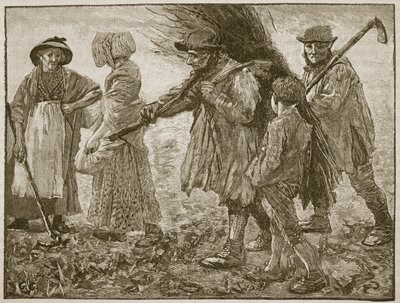 Trabajadores agrícolas en la época del Primer Parlamento de Reforma, ilustración de Cassells Illustrated History of England de English School