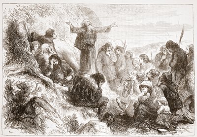 Adoradores albigenses en las orillas del Ródano, ilustración de La Historia del Protestantismo por James Aitken Wylie (1808-1890), pub. 1878 de English School