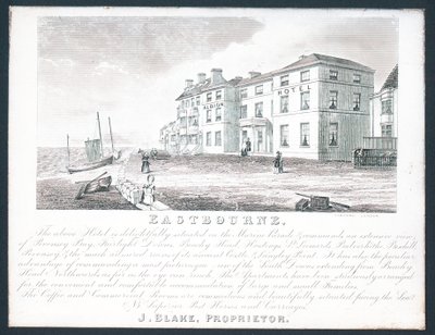 Albion Hotel, tarjeta comercial del propietario, J Blake de English School