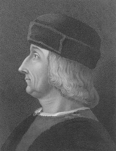 Aldus Manutius, después de un retrato de Bellini (grabado) de English School