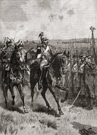 Alejandro II de Rusia pasando revista a su ejército en Sebastopol durante la Guerra de Crimea de English School