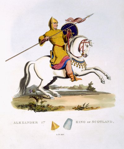 Alejandro I, Rey de Escocia, 1107, de Armadura Antigua, por Samuel Rush Meyrick, 1824 de English School