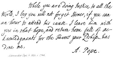 Alexander Pope (1688-1744), carta al Conde Halifax, 1714 de English School