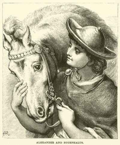 Alejandro y Bucéfalo (grabado) de English School