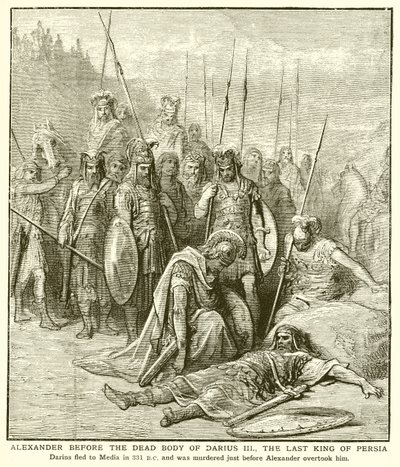 Alejandro ante el cuerpo muerto de Darío III, el último rey de Persia de English School