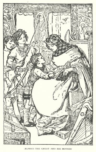 Alfredo el Grande y su madre (litografía) de English School