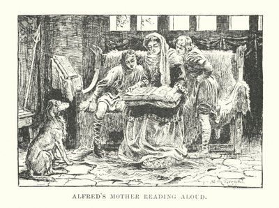 La madre de Alfred leyendo en voz alta (grabado) de English School