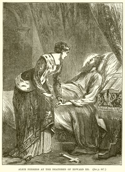 Alice Perrers en el lecho de muerte de Eduardo III de English School