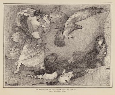 Alegoría de la persecución de los judíos rusos (grabado) de English School