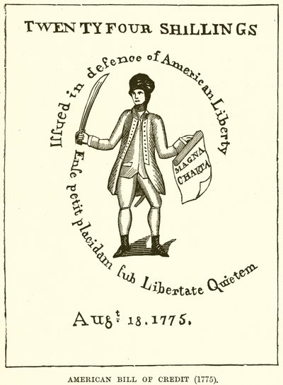 Billete de crédito americano (1775) de English School