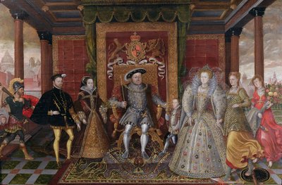 Una alegoría de la sucesión Tudor: La familia de Enrique VIII, c.1589-95 de English School
