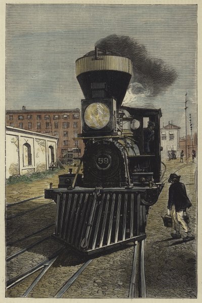 Una locomotora americana y atrapavacas de English School