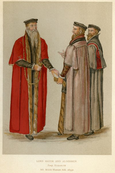 Un alcalde y concejales isabelinos, ilustración de 