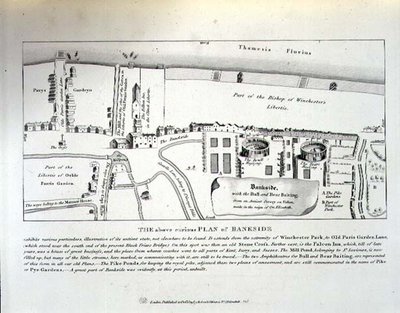 Un plan isabelino de Bankside, pub. por Robert Wilkinson de English School
