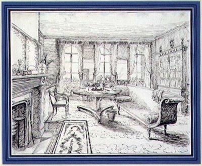 Interior de una casa de campo de la Regencia inglesa de English School